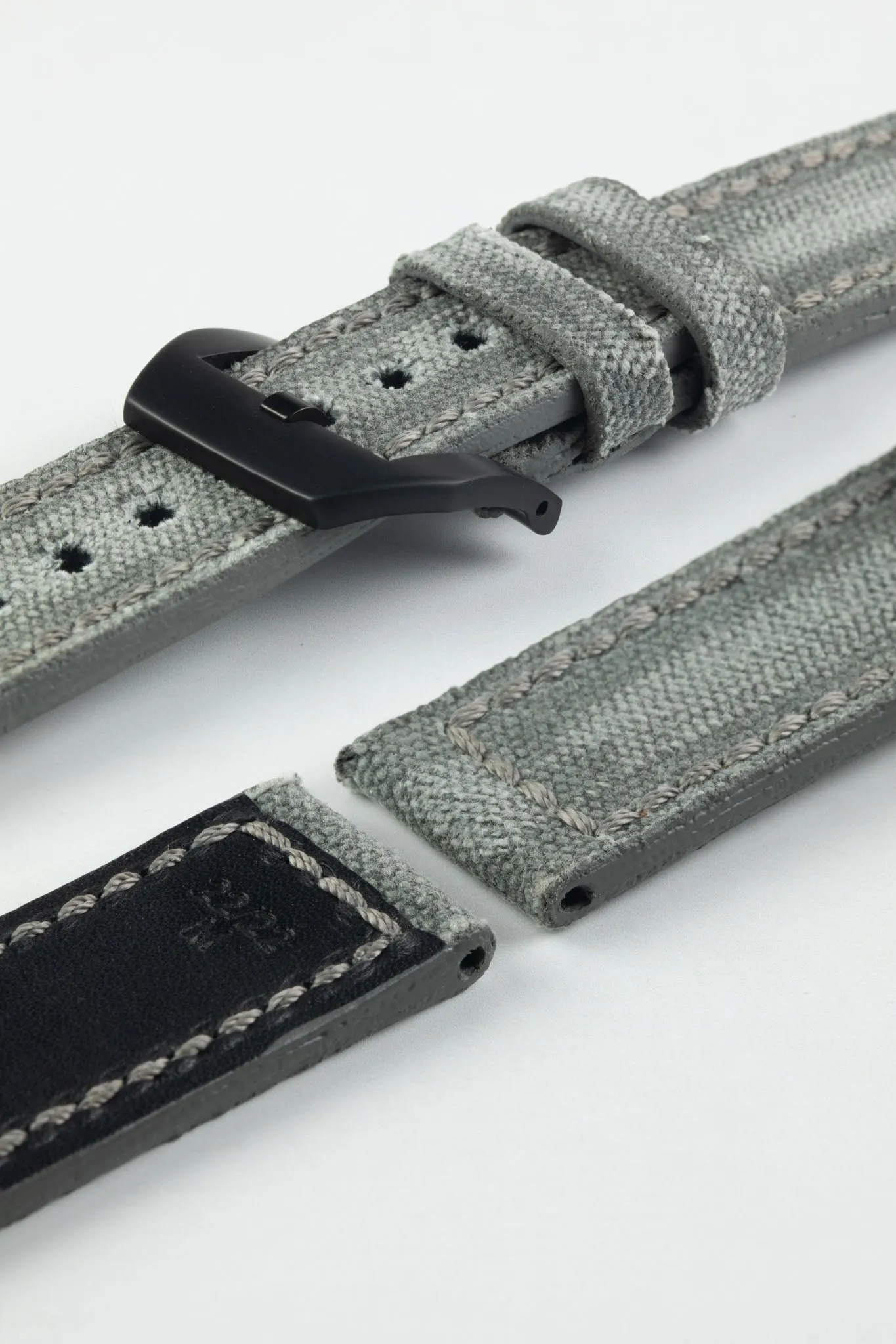 RIOS1931 MARYLAND Genuine Vintage Canvas Watch Strap in STONE GREY