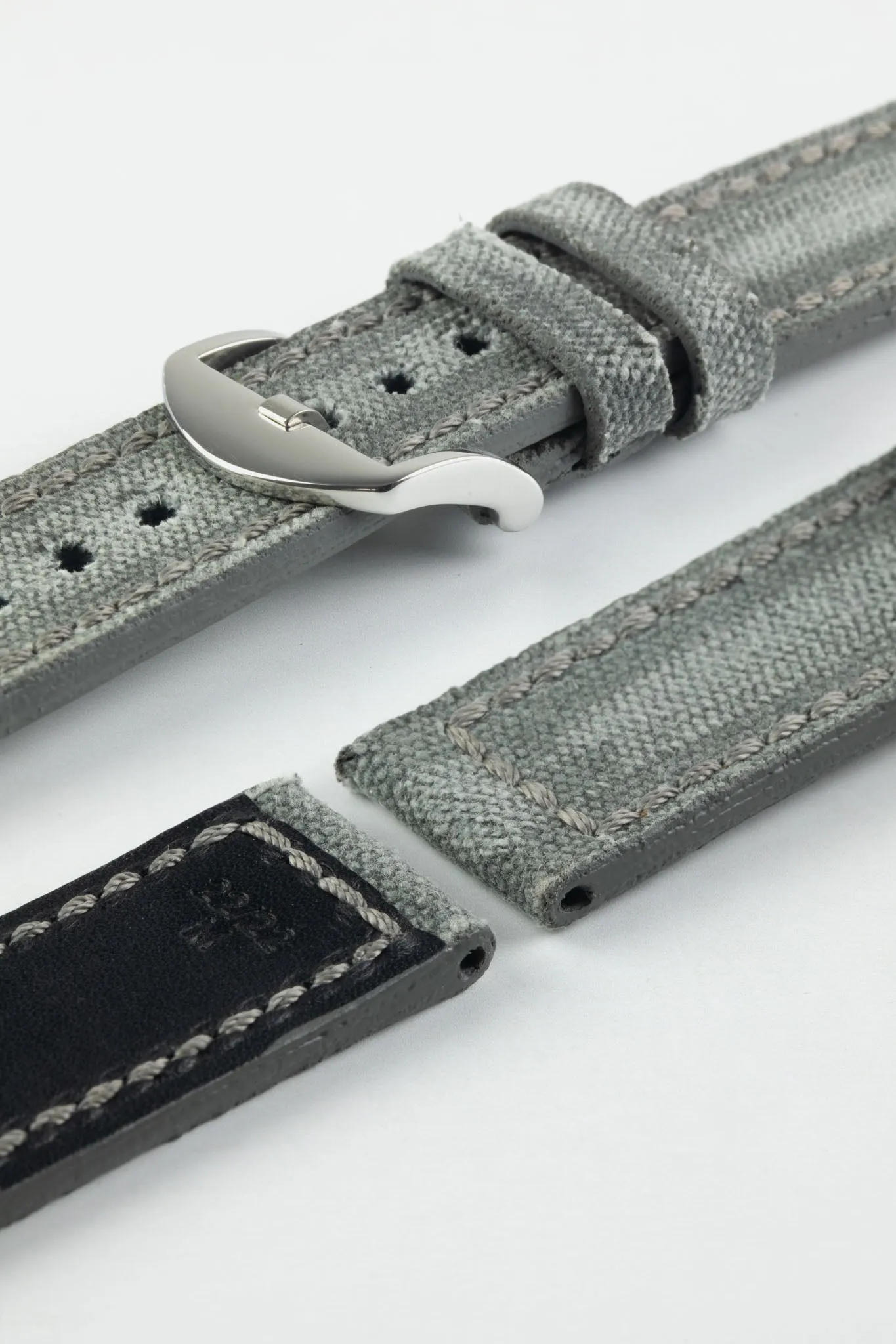 RIOS1931 MARYLAND Genuine Vintage Canvas Watch Strap in STONE GREY