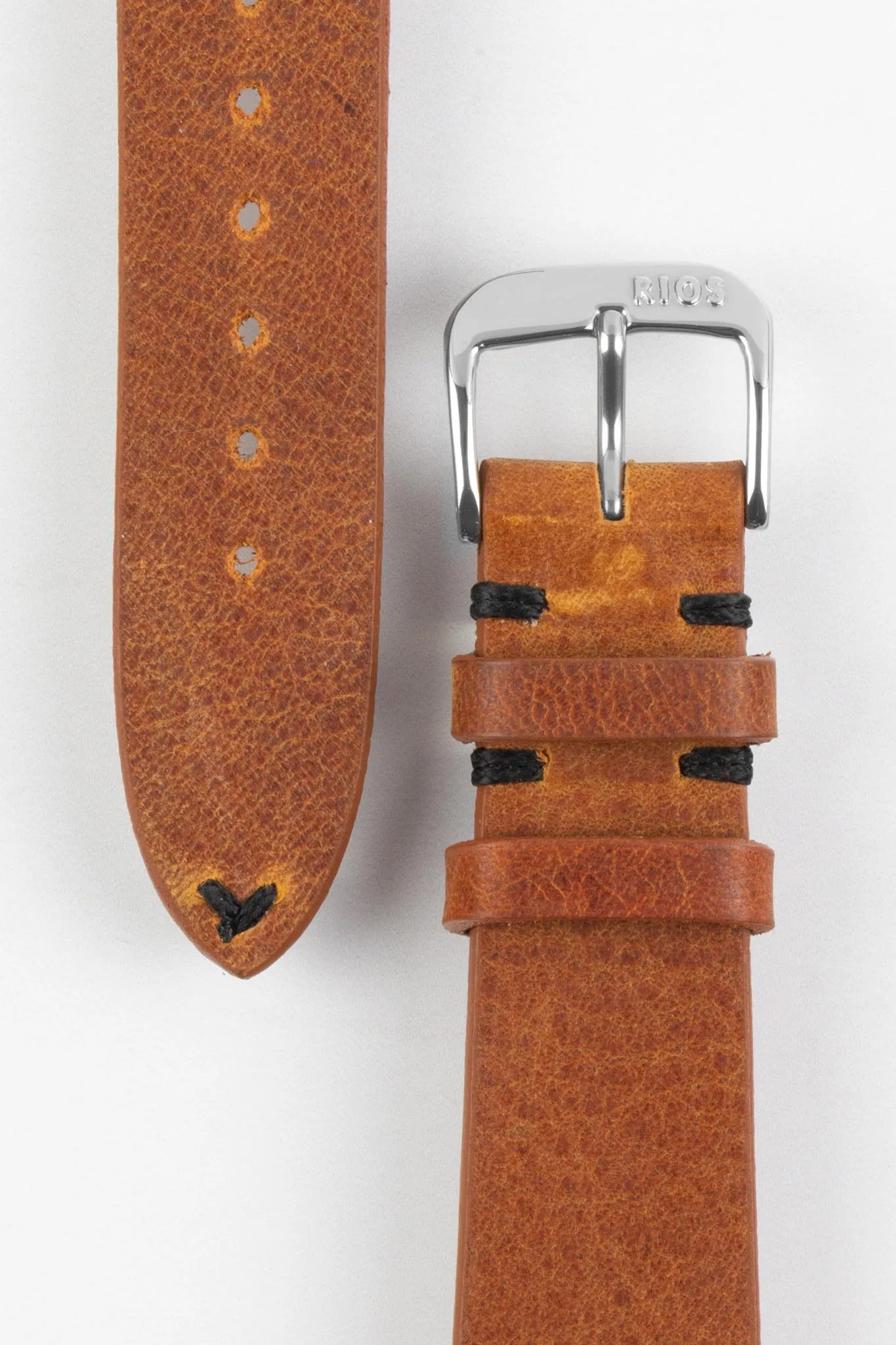 RIOS1931 WALKER Genuine Vintage Leather Watch Strap in COGNAC