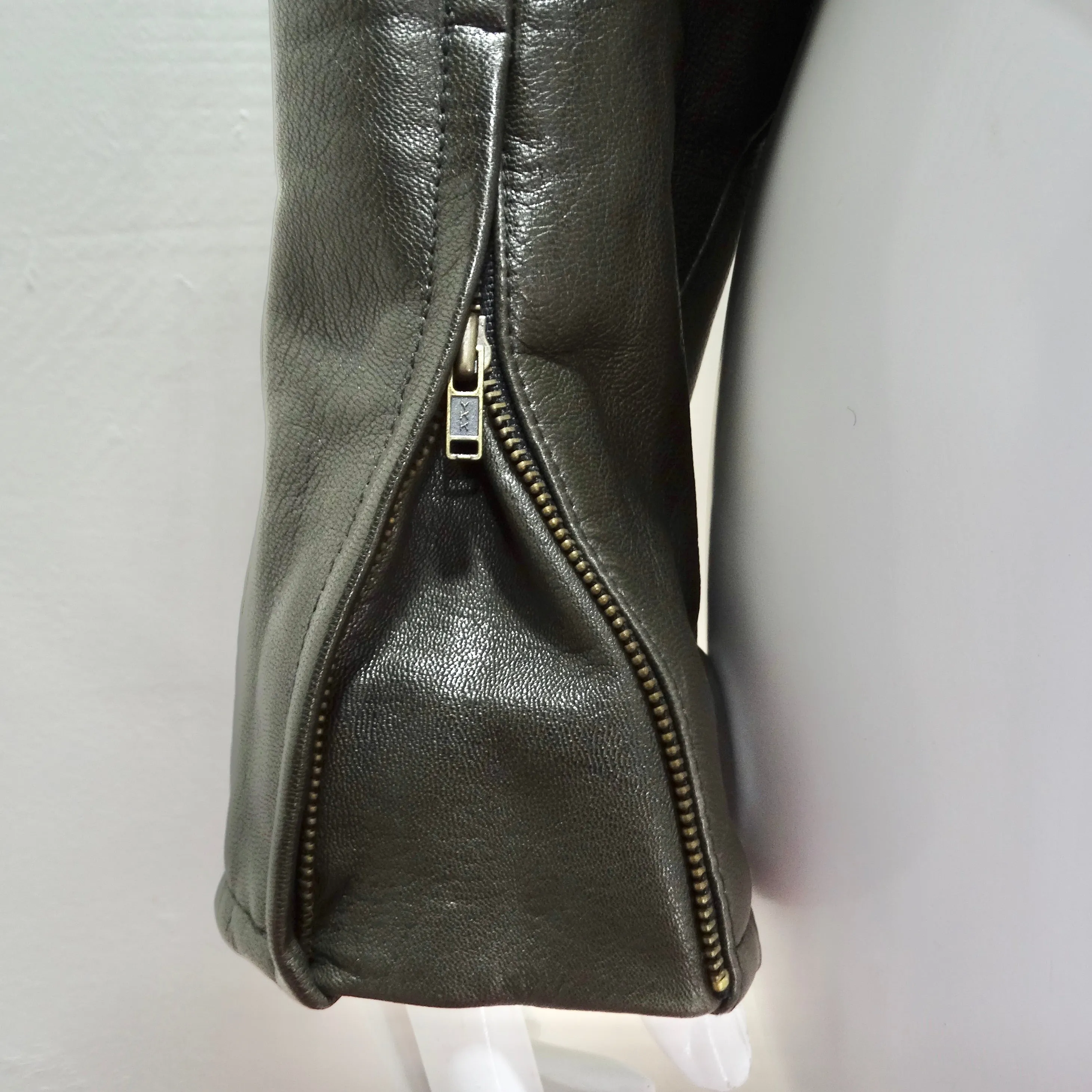 Robert Comstock 1980s Grey Belted Leather Moto Jacket