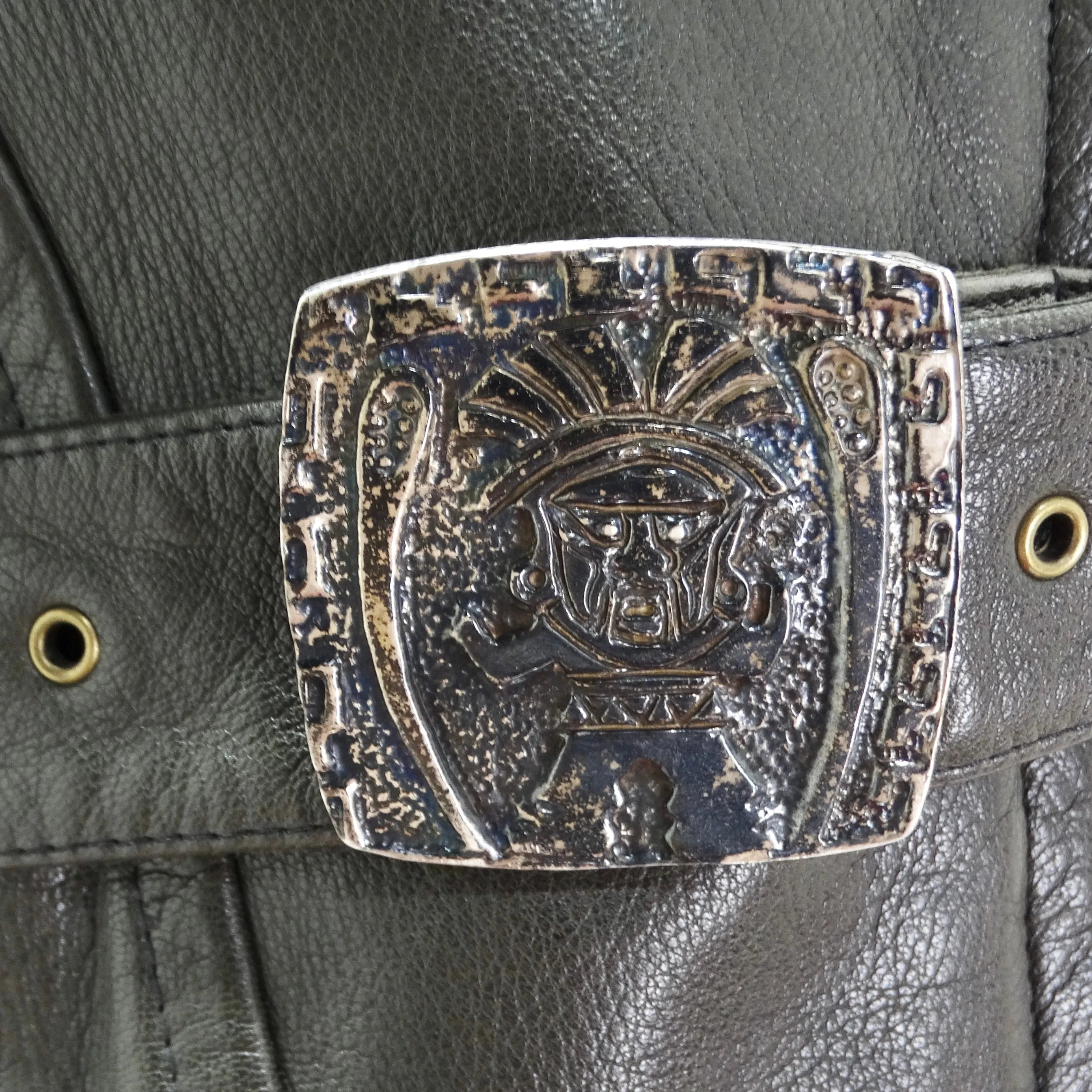 Robert Comstock 1980s Grey Belted Leather Moto Jacket