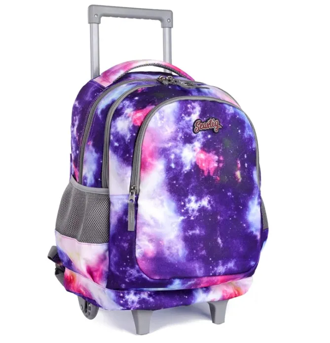 seastig 18 inch Purple Starry Sky Double Handle Rolling Backpack