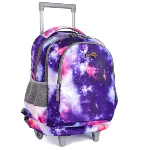seastig 18 inch Purple Starry Sky Double Handle Rolling Backpack