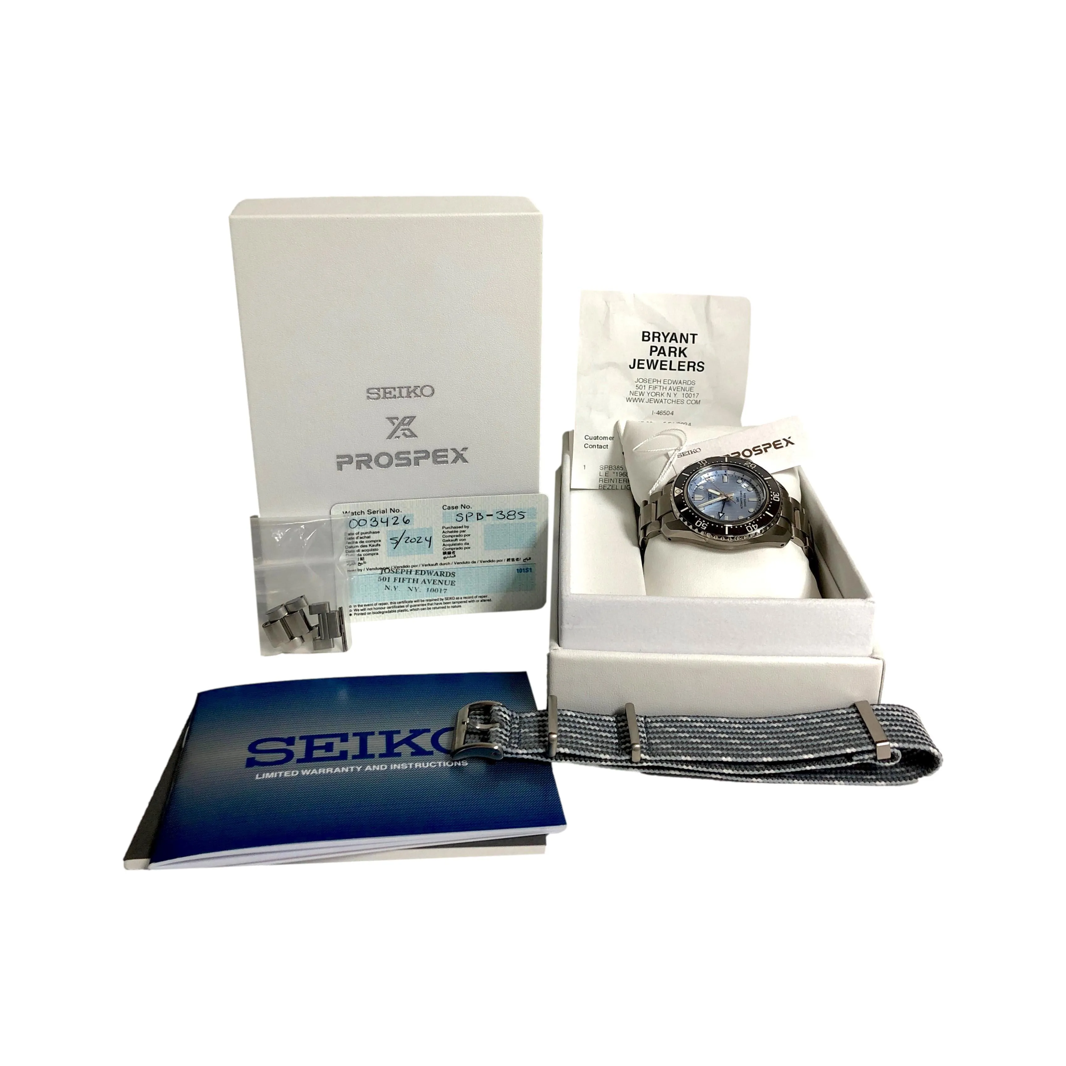Seiko Prospex GMT SPB385 Lmtd Edtn Light Blue Ceramic Bezel Divers Watch