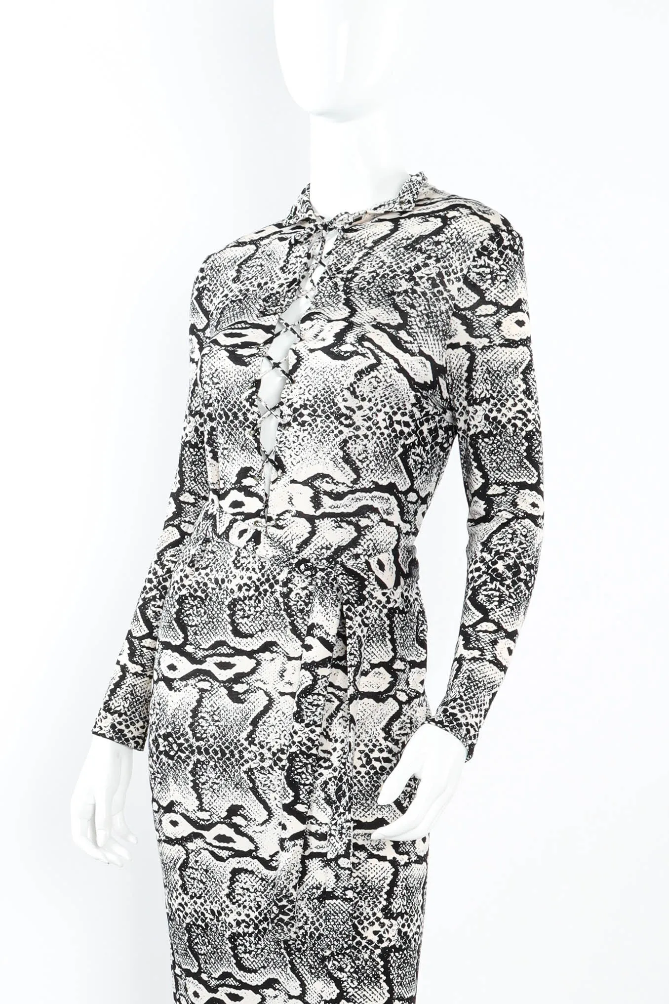 Snake Print Lace Up Dress