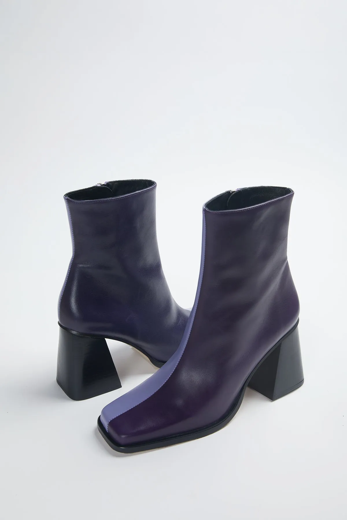 SOUTH COLORBLOCK PATENT-LEATHER ANKLE BOOTS