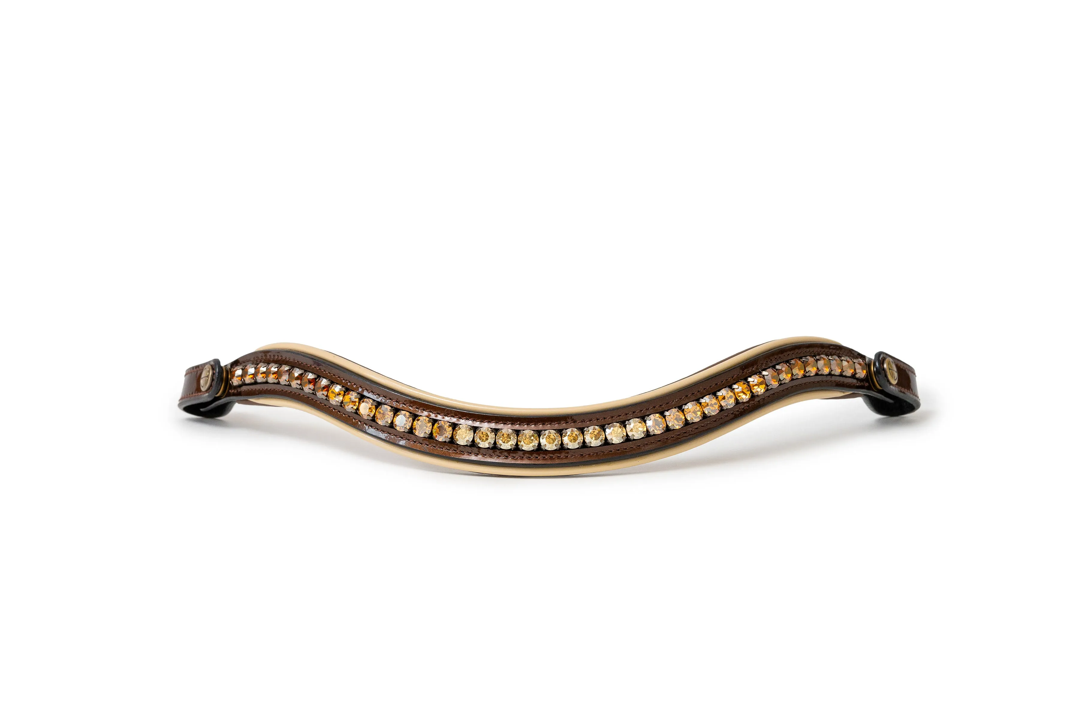 The Catalonia Metallic Bronze Leather Snaffle Bridle with Removable Flash