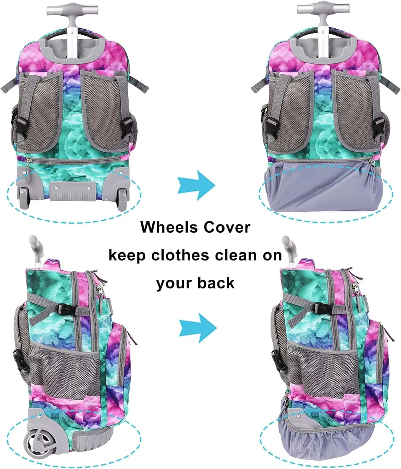 Tilami Green Clouds 18 inch Rolling Backpack
