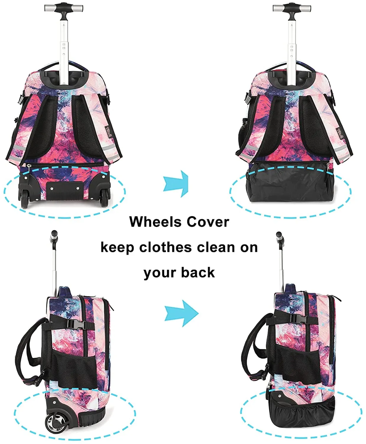 Tilami Pink Graffiti 18 inch Kids Rolling Backpack Laptop Backpack