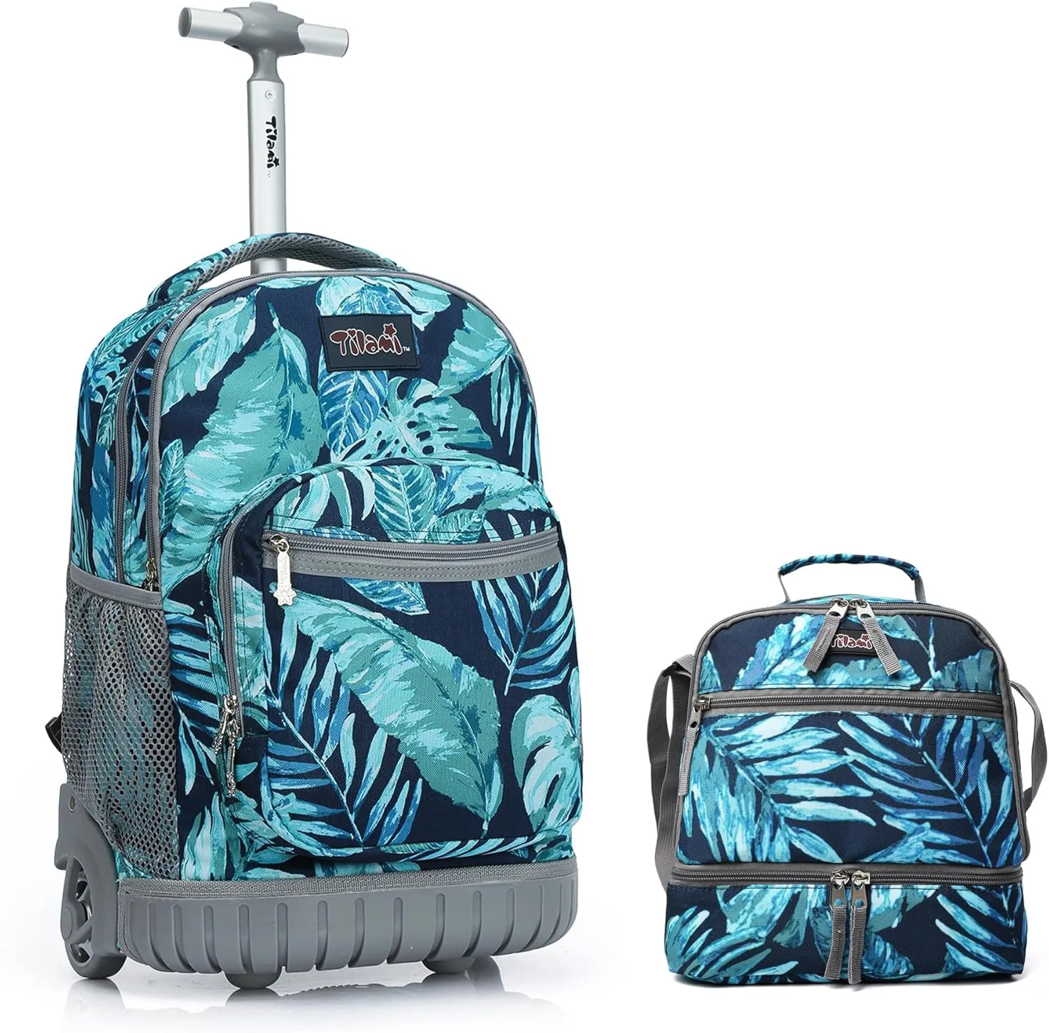 Tilami Rainforest Green 19 inch Rolling Backpack with Matching Lunch Bag