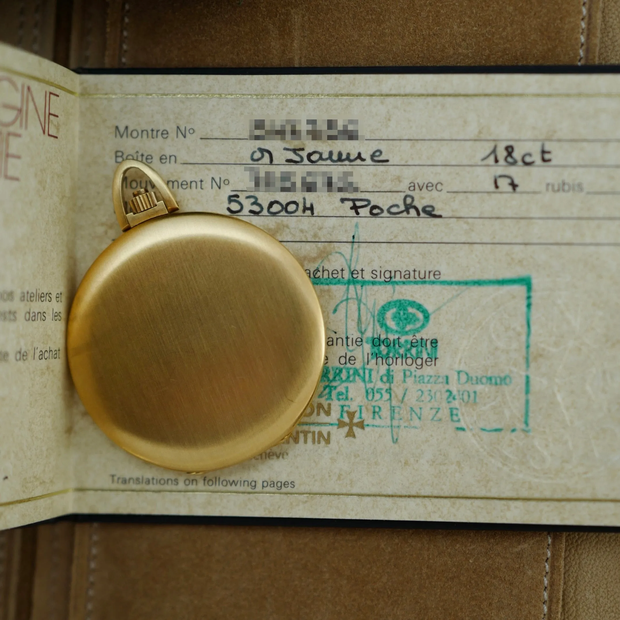 Vacheron Constantin Yellow Gold Pocket Watch with Original Box and Warranty (New Arrival)