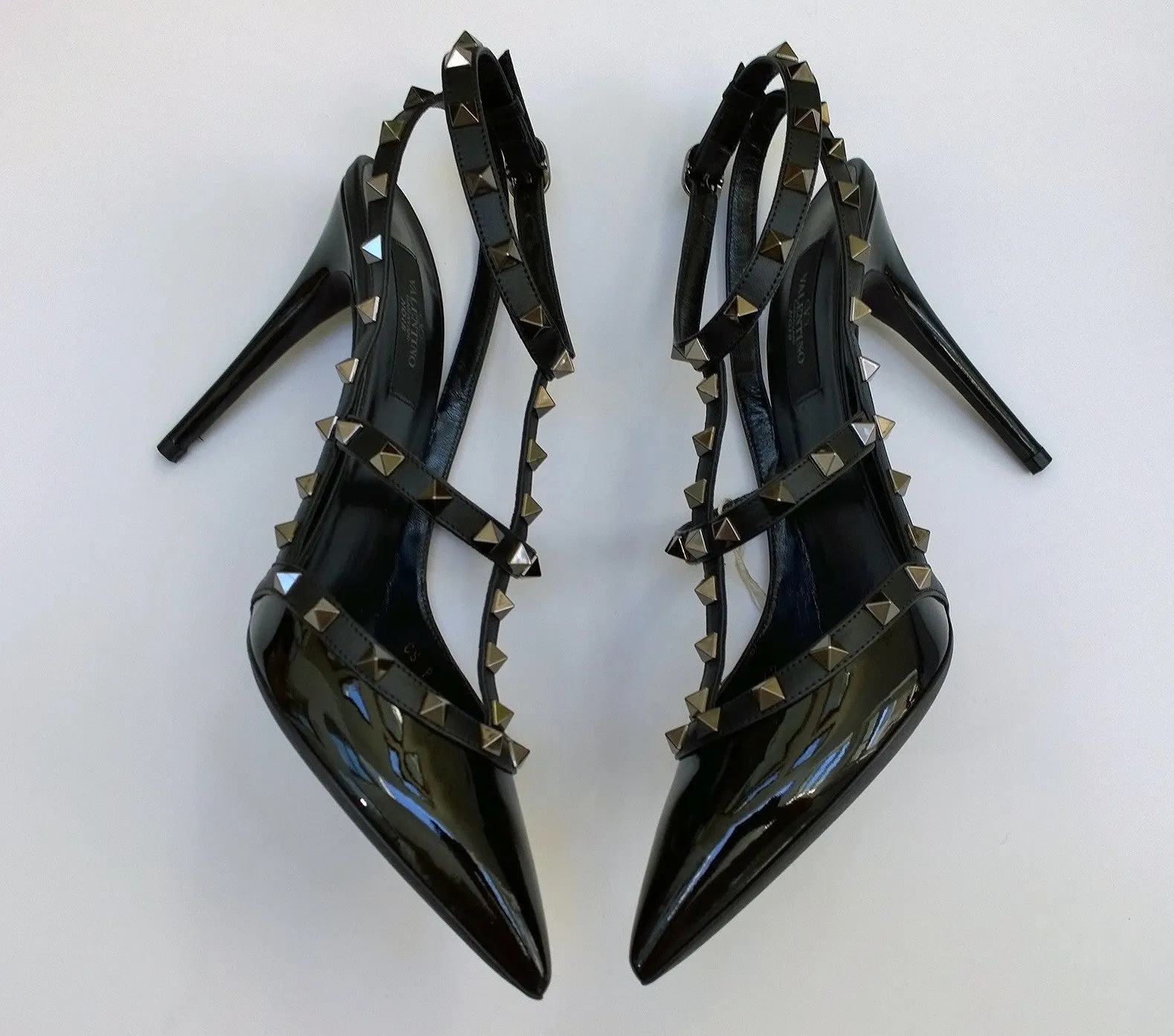 Valentino Garavani Rockstud Noir Black Patent High Heels 100