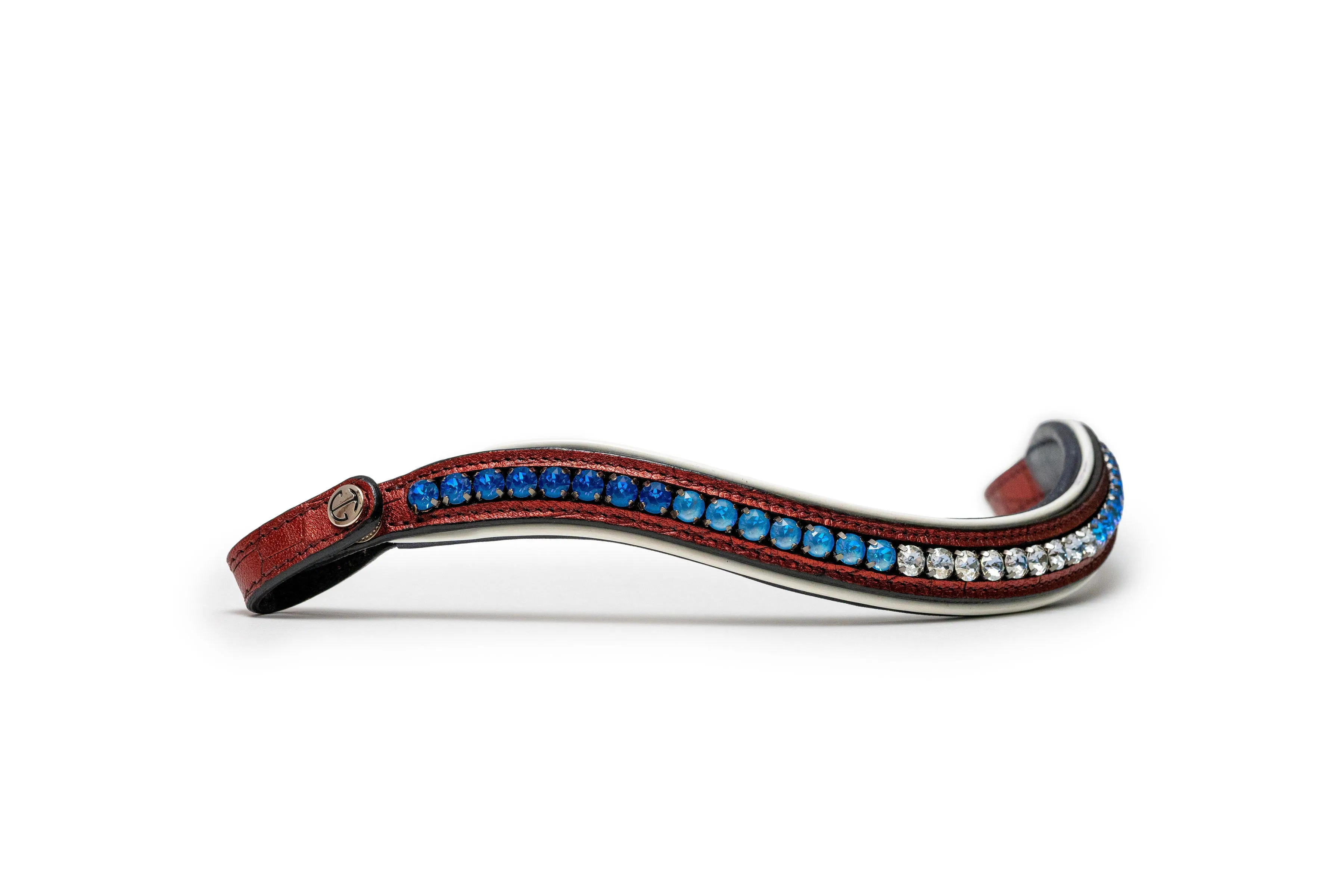 Valor Metallic Navy Leather & Red Croc Snaffle Bridle - (Pathway to the Podium Collection)