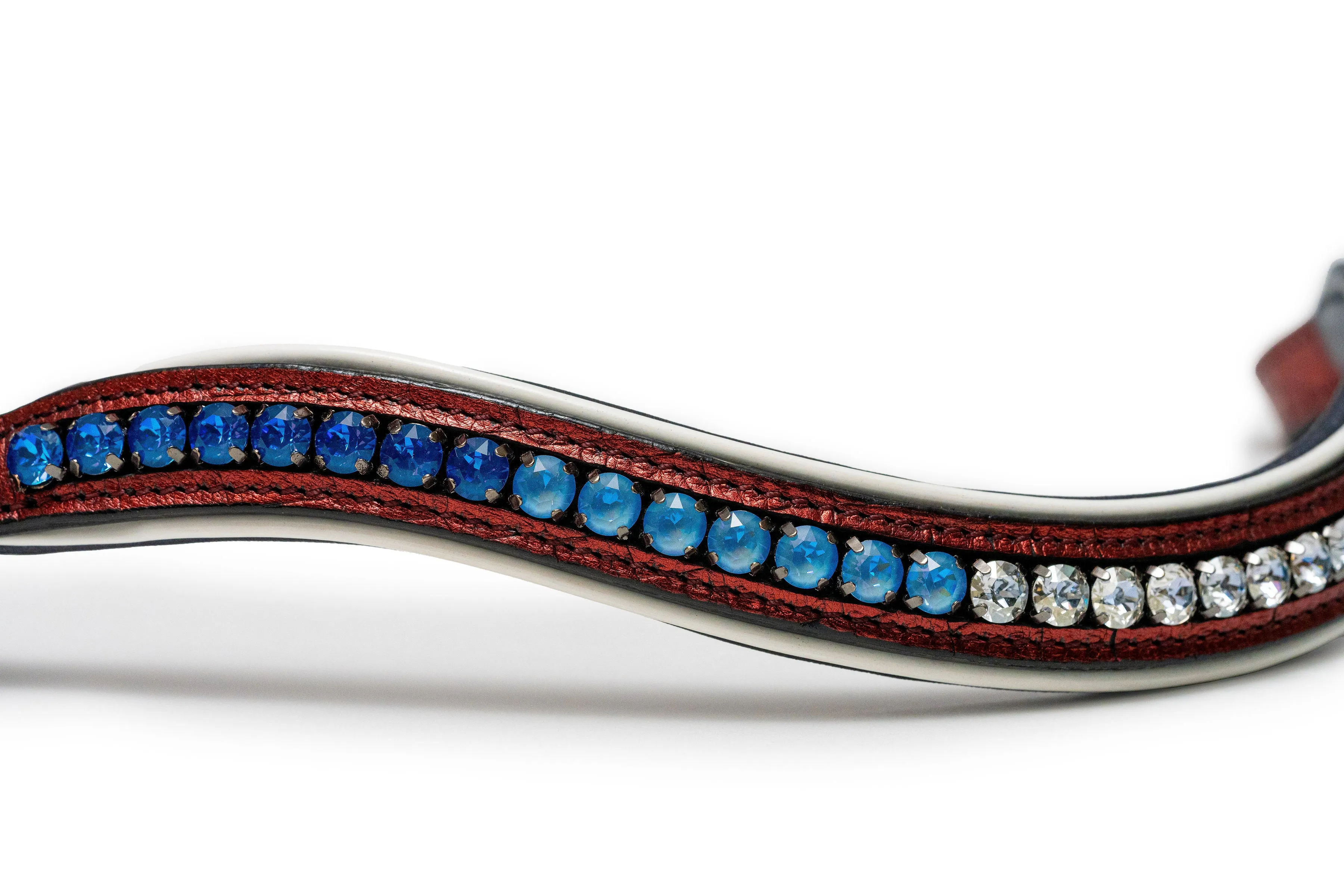 Valor Metallic Navy Leather & Red Croc Snaffle Bridle - (Pathway to the Podium Collection)