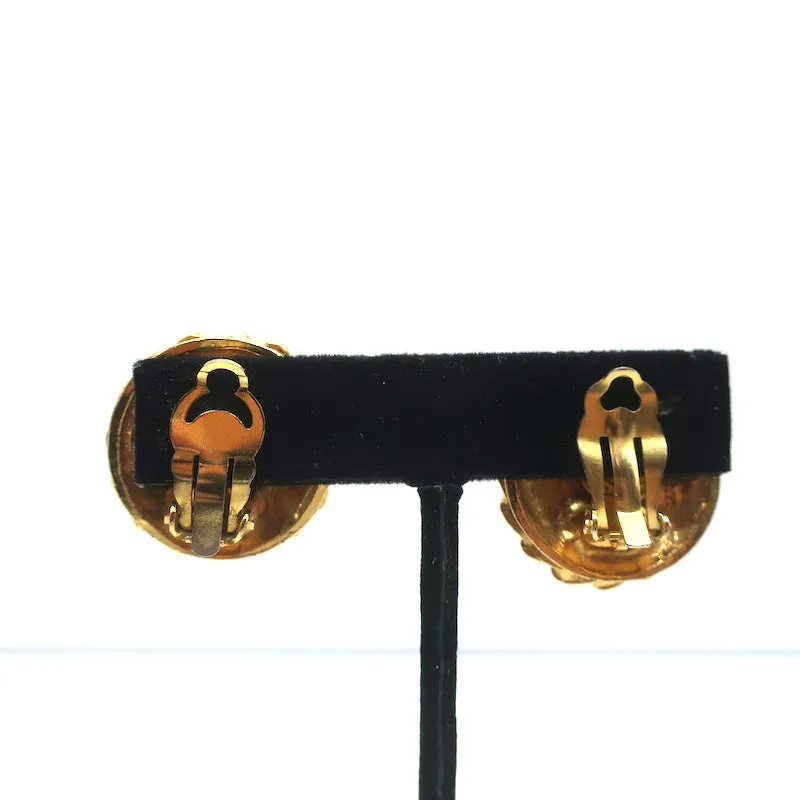 Vintage Chanel 1970s Madame Coco Chain Round Clip-On Earrings Gold