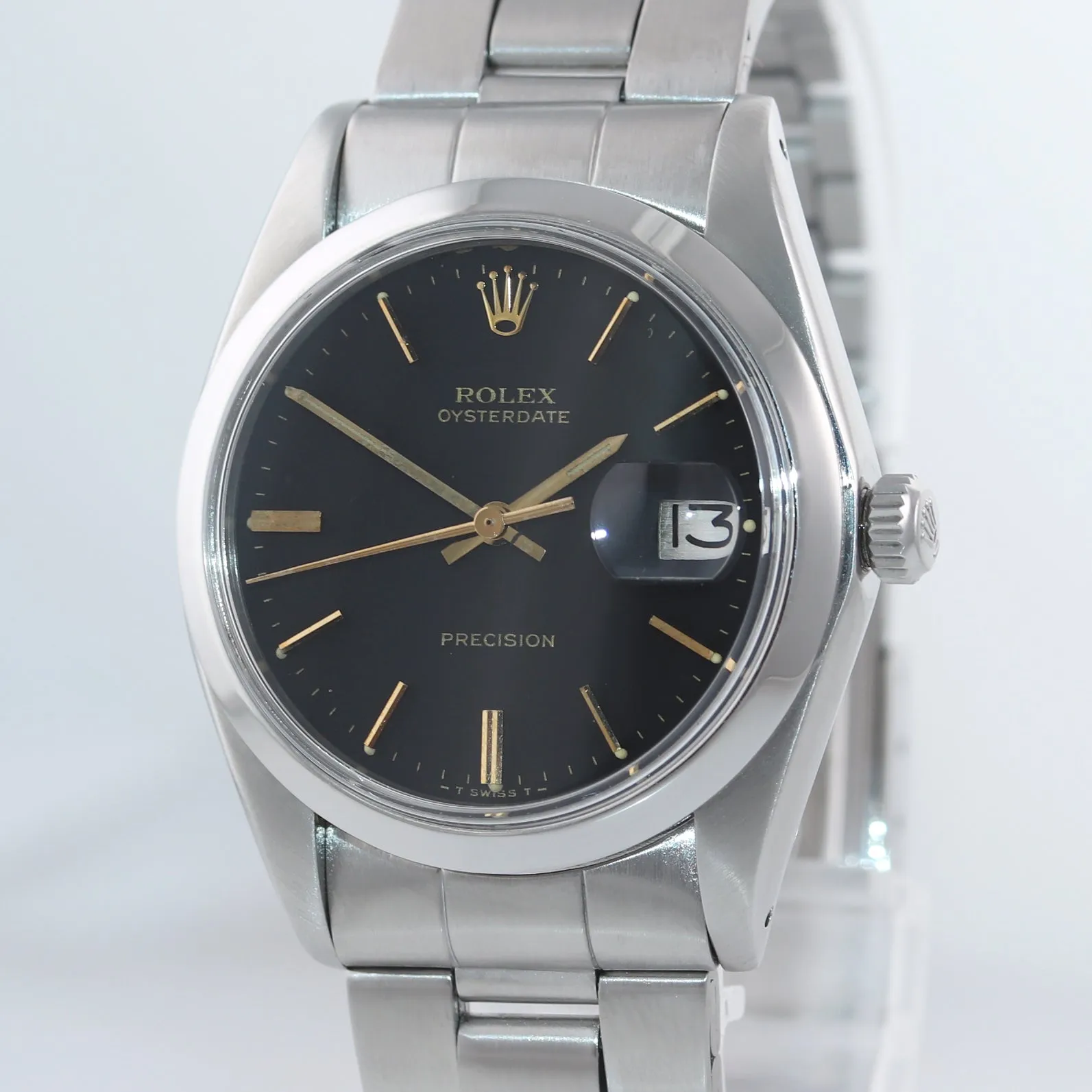 Vintage Rolex Oyster Date Stainless Steel 6694 Precision 34mm grey Manual Watch
