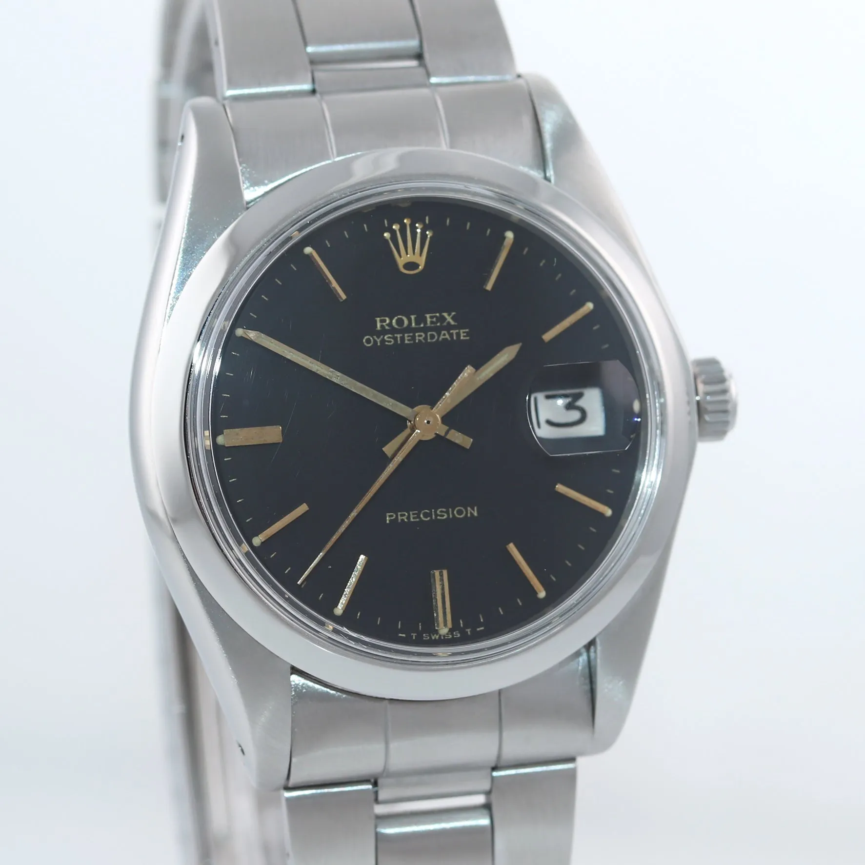 Vintage Rolex Oyster Date Stainless Steel 6694 Precision 34mm grey Manual Watch