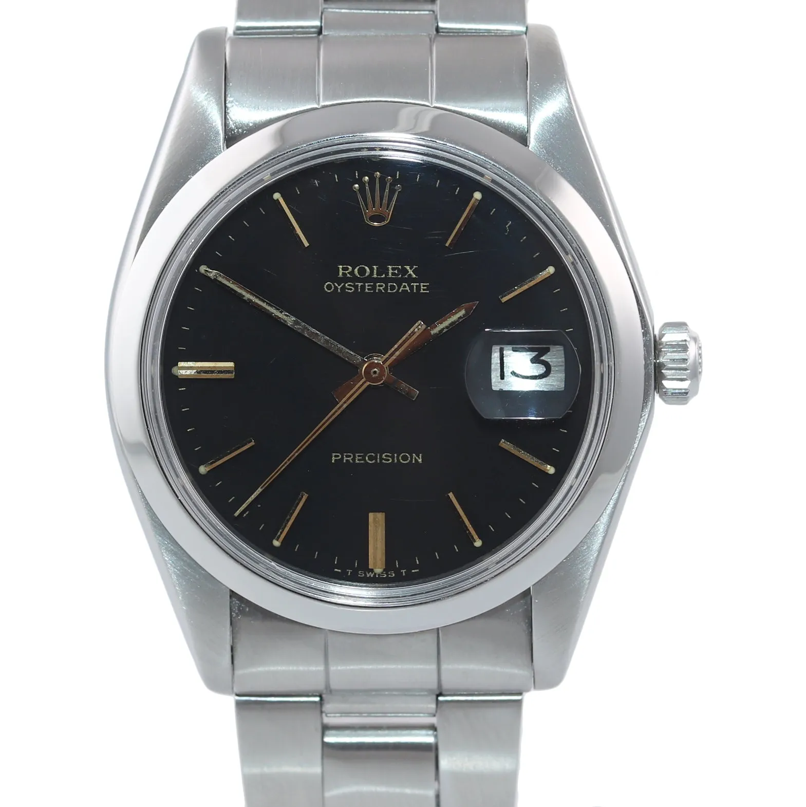 Vintage Rolex Oyster Date Stainless Steel 6694 Precision 34mm grey Manual Watch