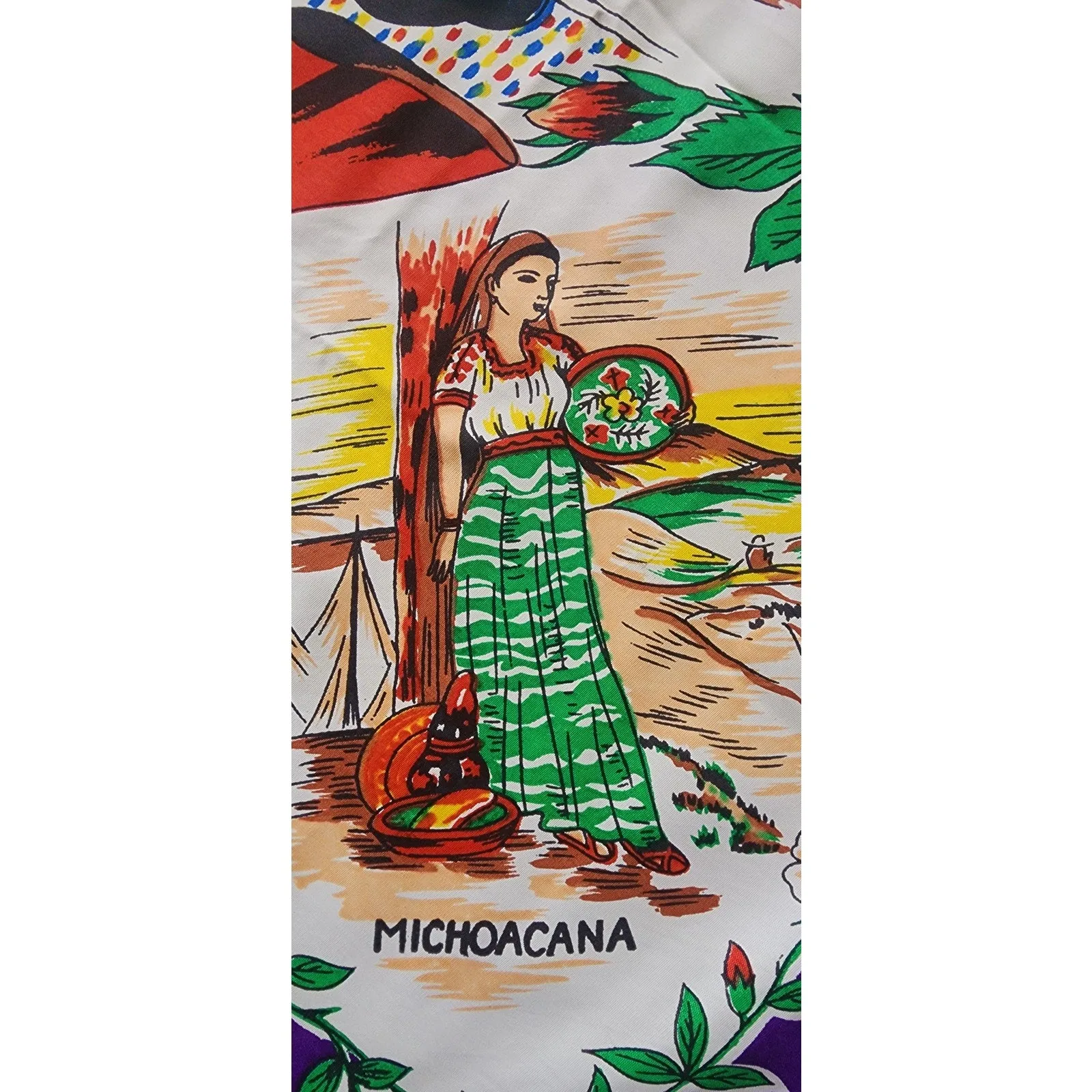 Vintage Souvenir Scarf Mexico Matador Bullfighting