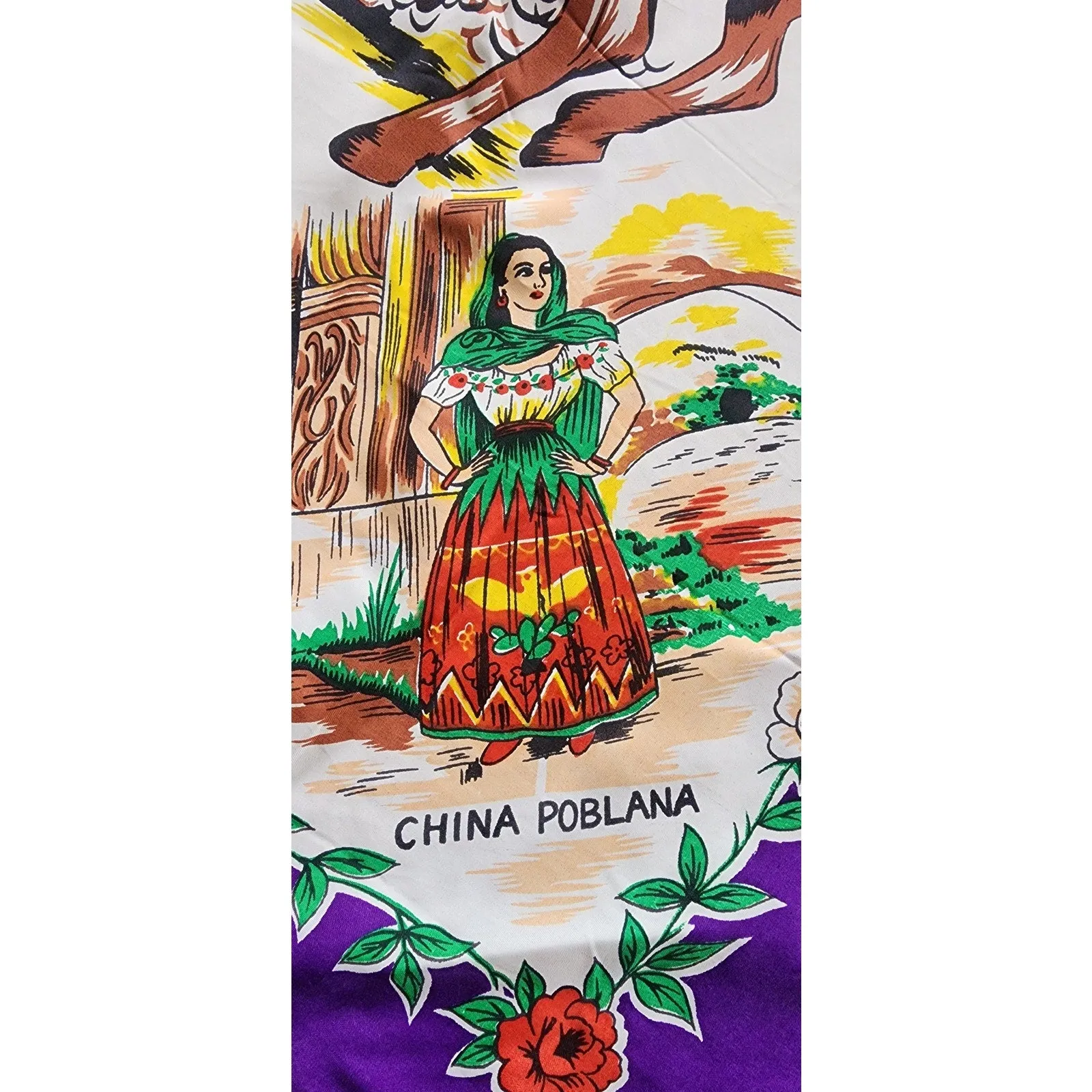 Vintage Souvenir Scarf Mexico Matador Bullfighting