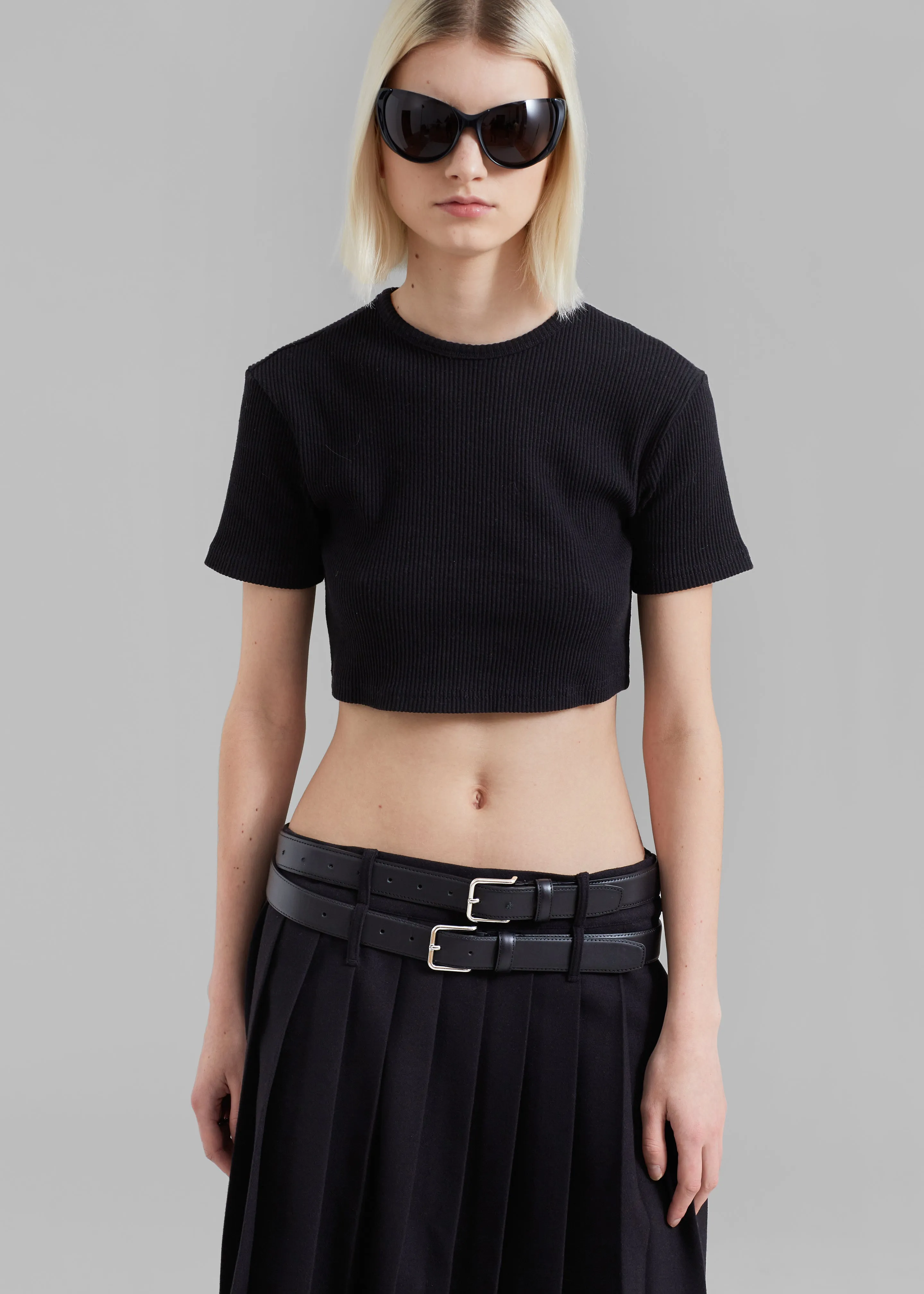 Wednesday Belted Pleated Skirt - Black