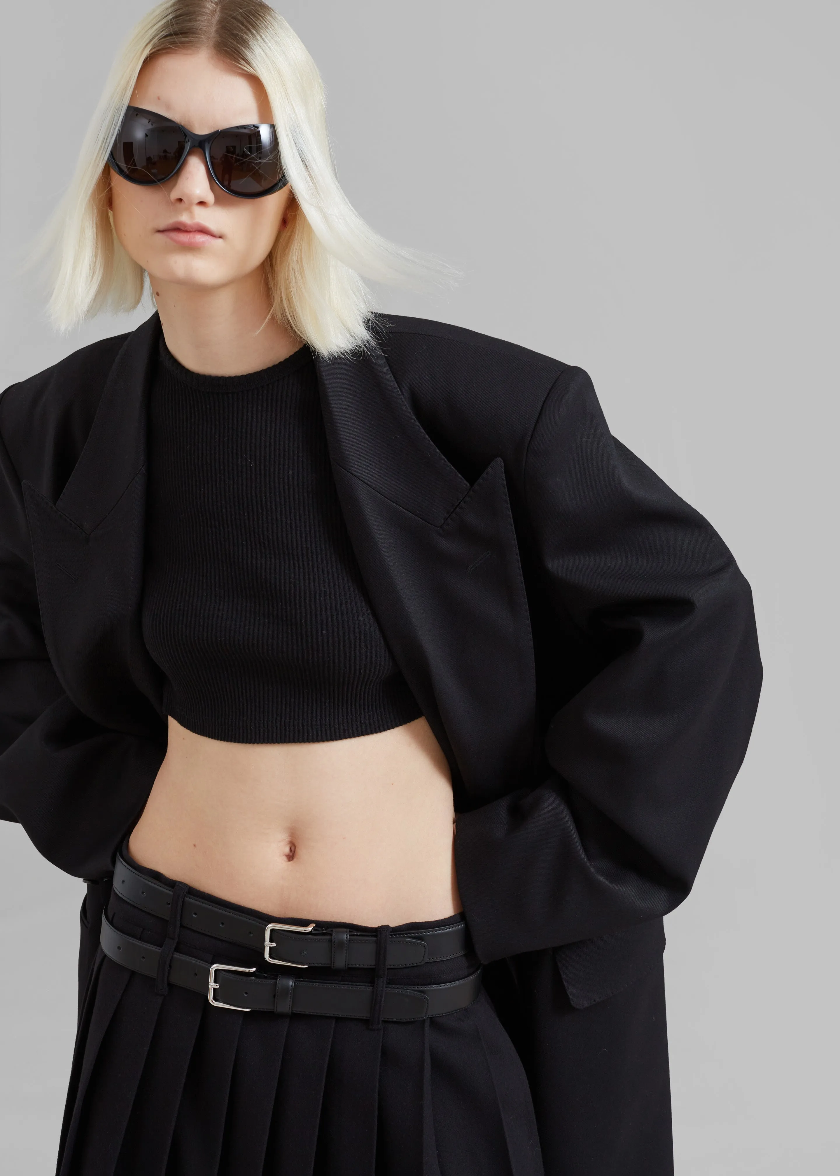 Wednesday Belted Pleated Skirt - Black