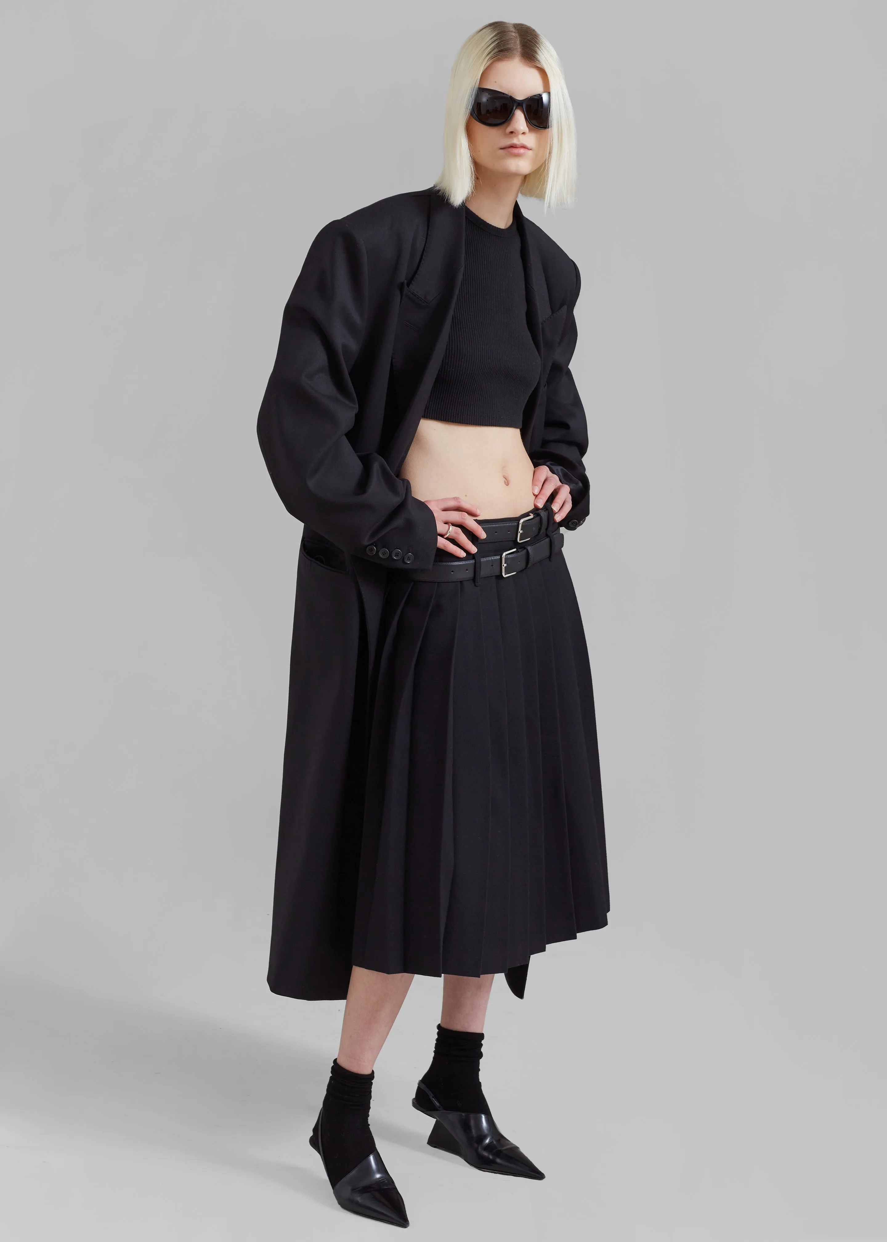 Wednesday Belted Pleated Skirt - Black