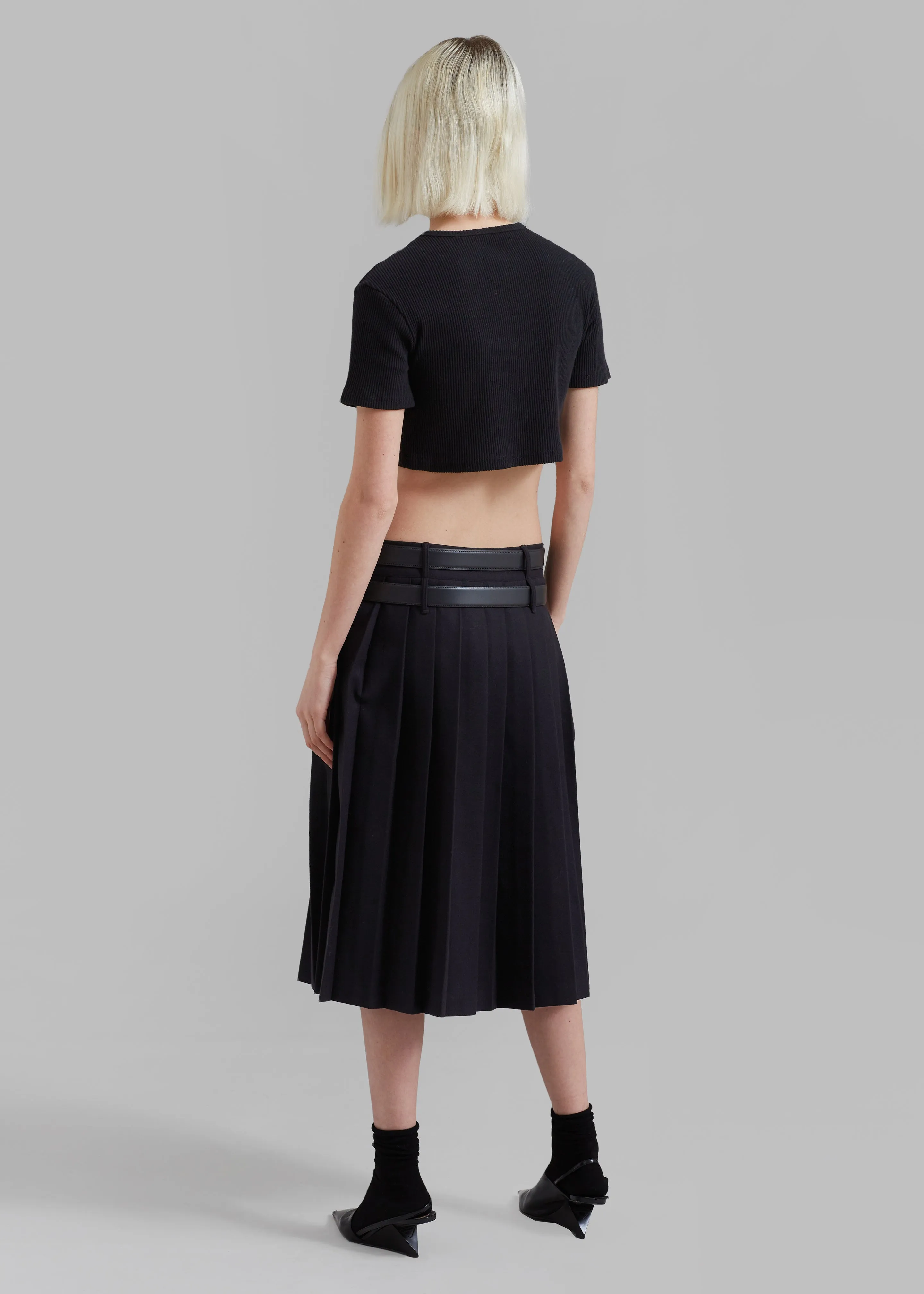 Wednesday Belted Pleated Skirt - Black