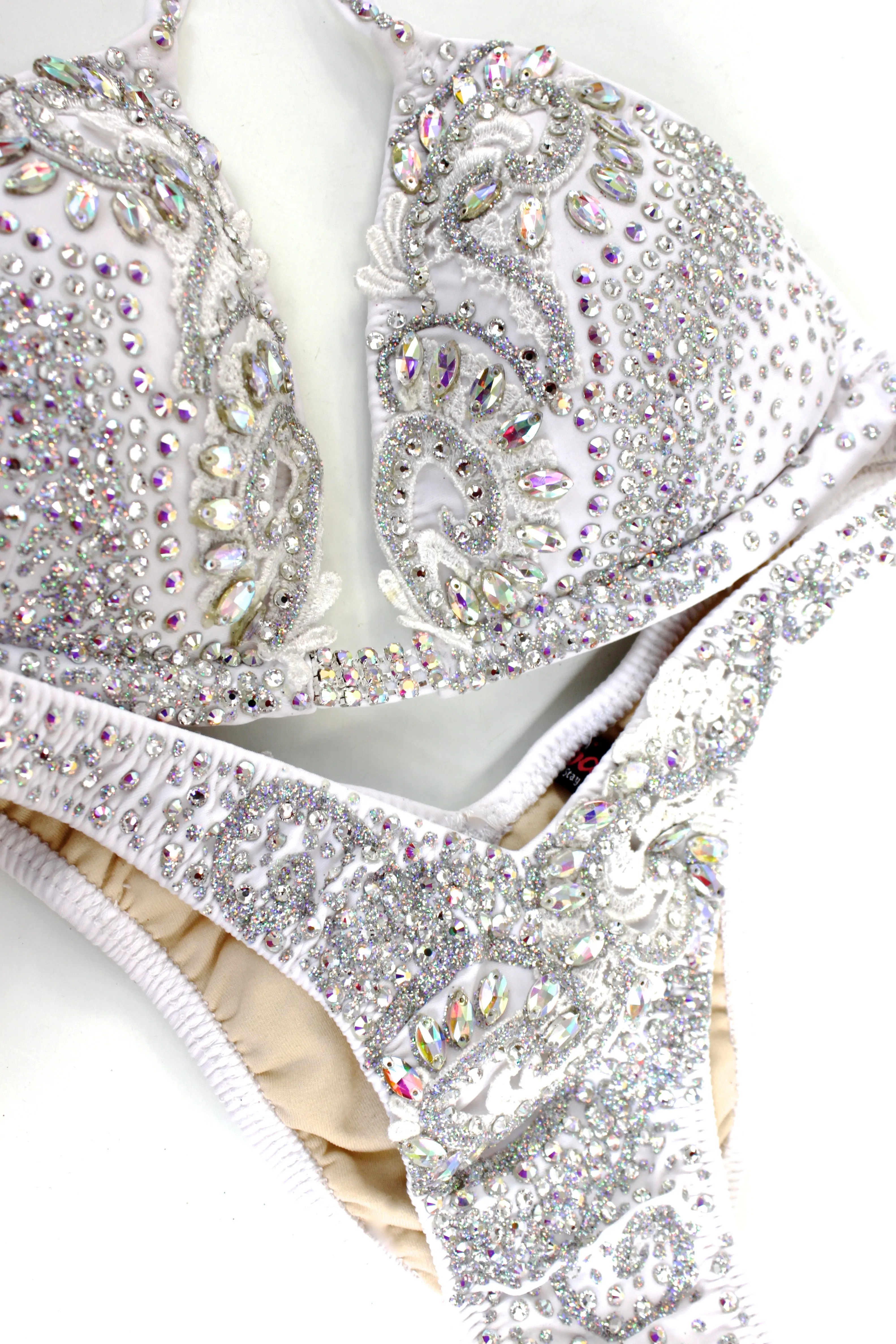 White AB Glittery Figure Competition Suit