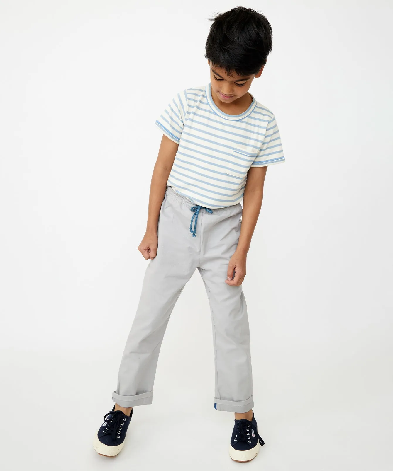 Willie T-Shirt, Dusty Blue Stripe