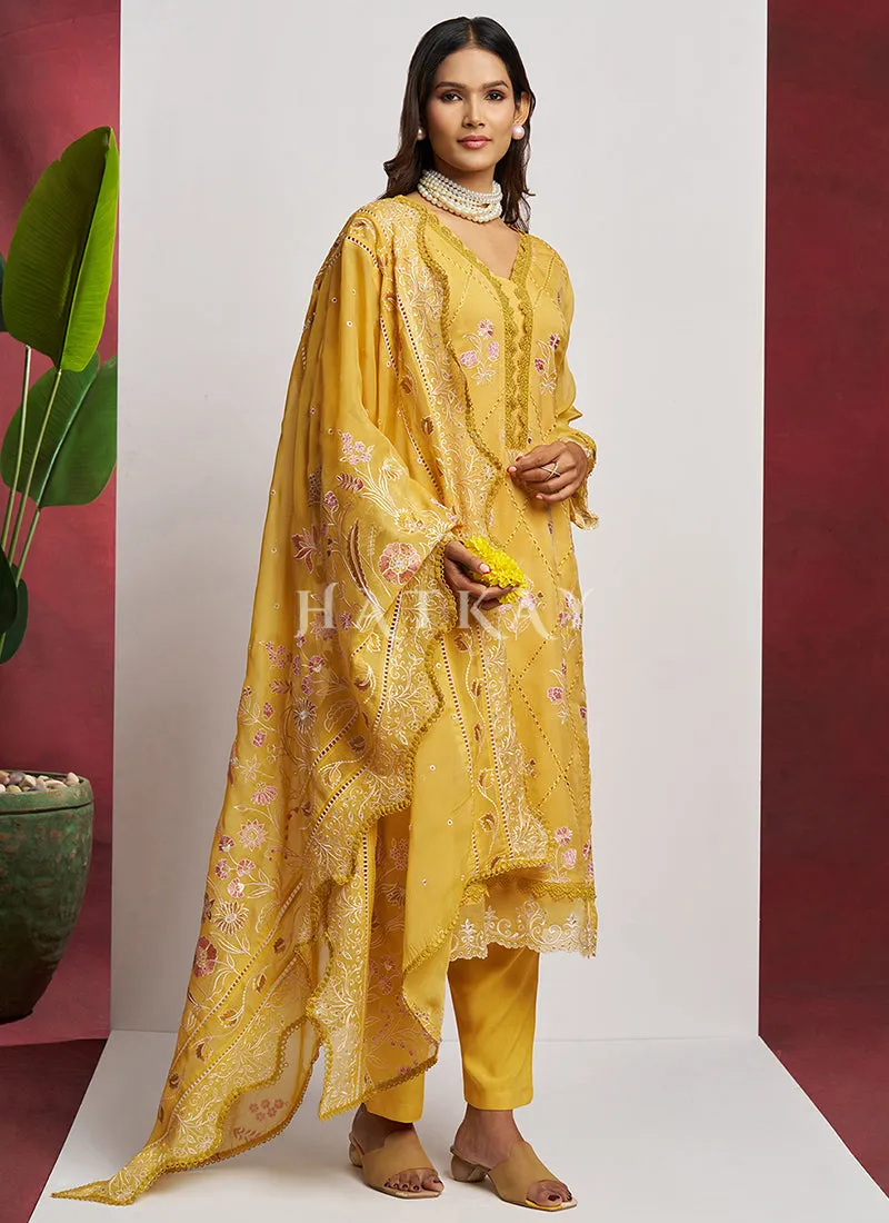 Yellow Chikankari Embroidery Salwar Suit