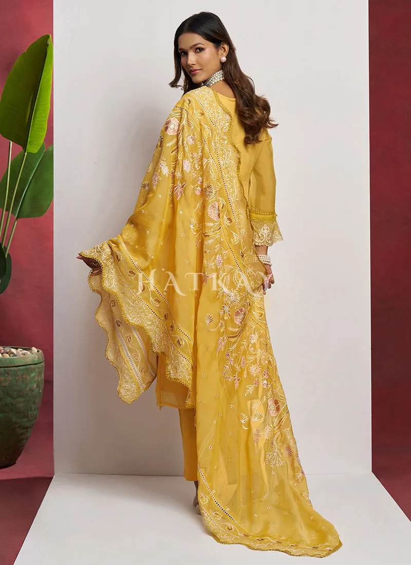 Yellow Chikankari Embroidery Salwar Suit