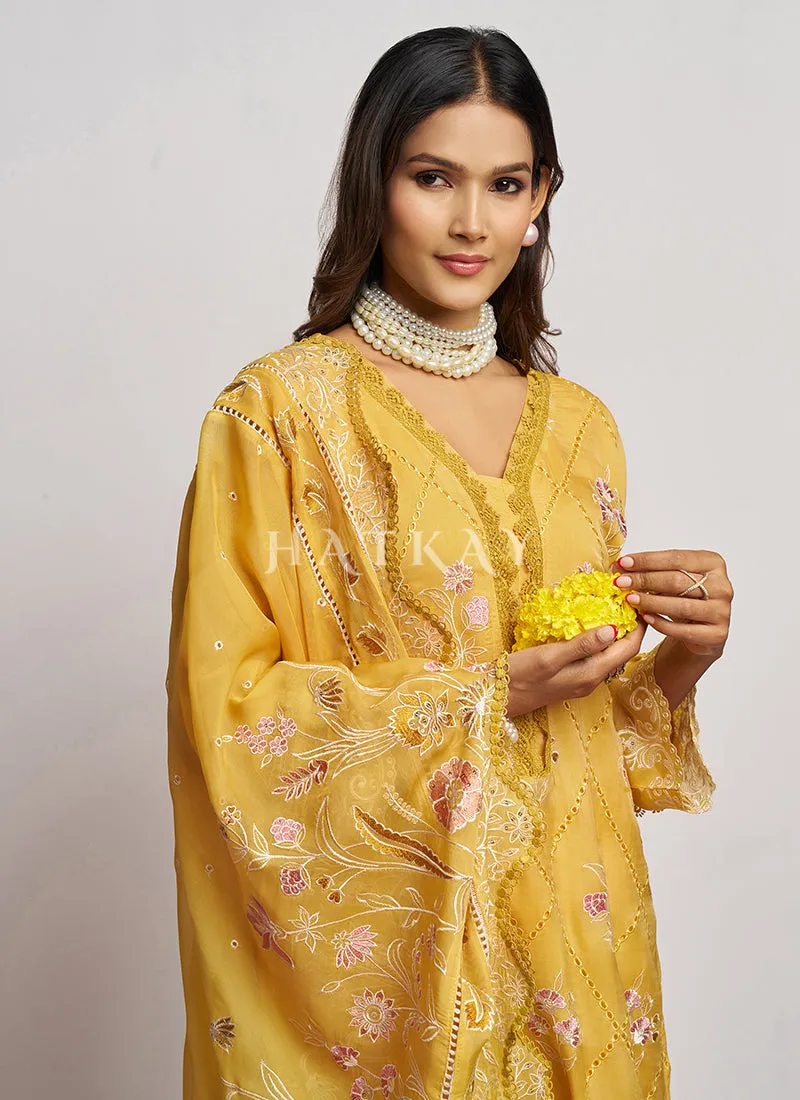 Yellow Chikankari Embroidery Salwar Suit