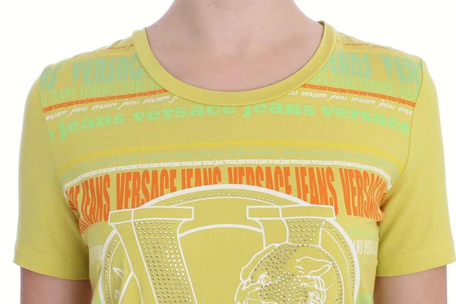 Yellow Crewneck Studded T-shirt