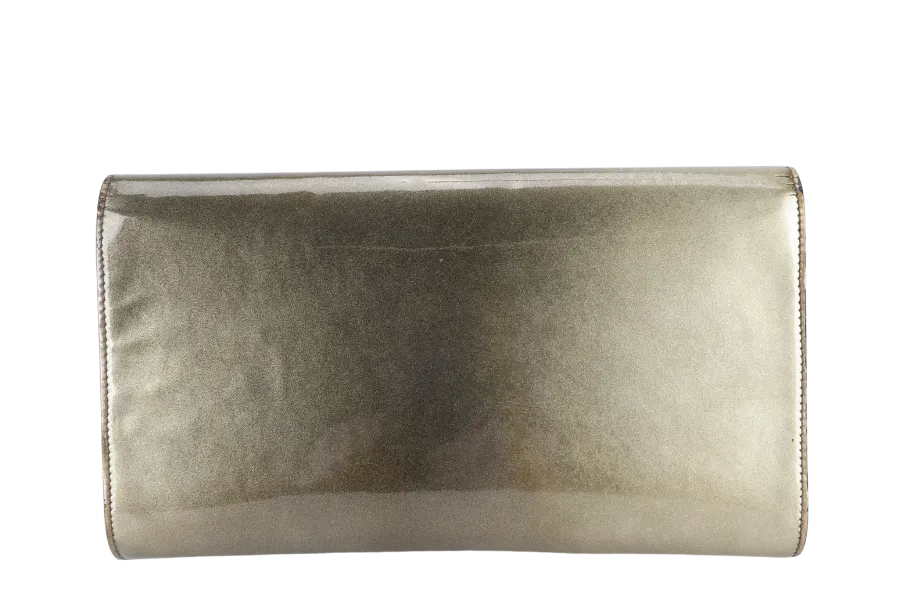 YVES SAINT LAURENT (YSL) BELLE DE JOUR CLUTCH GOLD PATENT NO DUST COVER