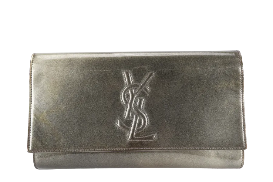 YVES SAINT LAURENT (YSL) BELLE DE JOUR CLUTCH GOLD PATENT NO DUST COVER